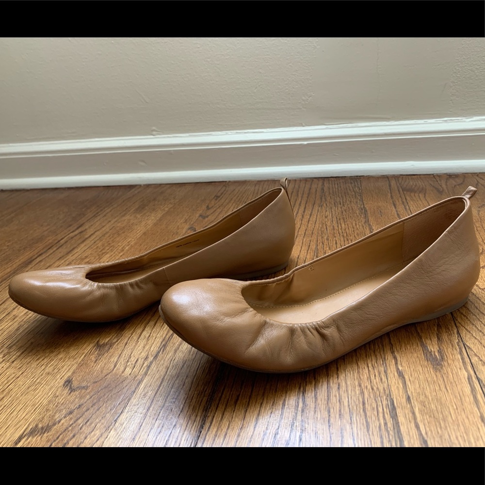J. Crew Tan Leather Ballet Flats